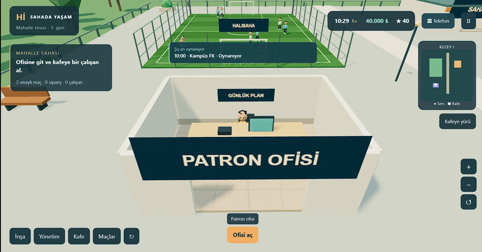 Halısaha İmparatorluğu patron ofisi